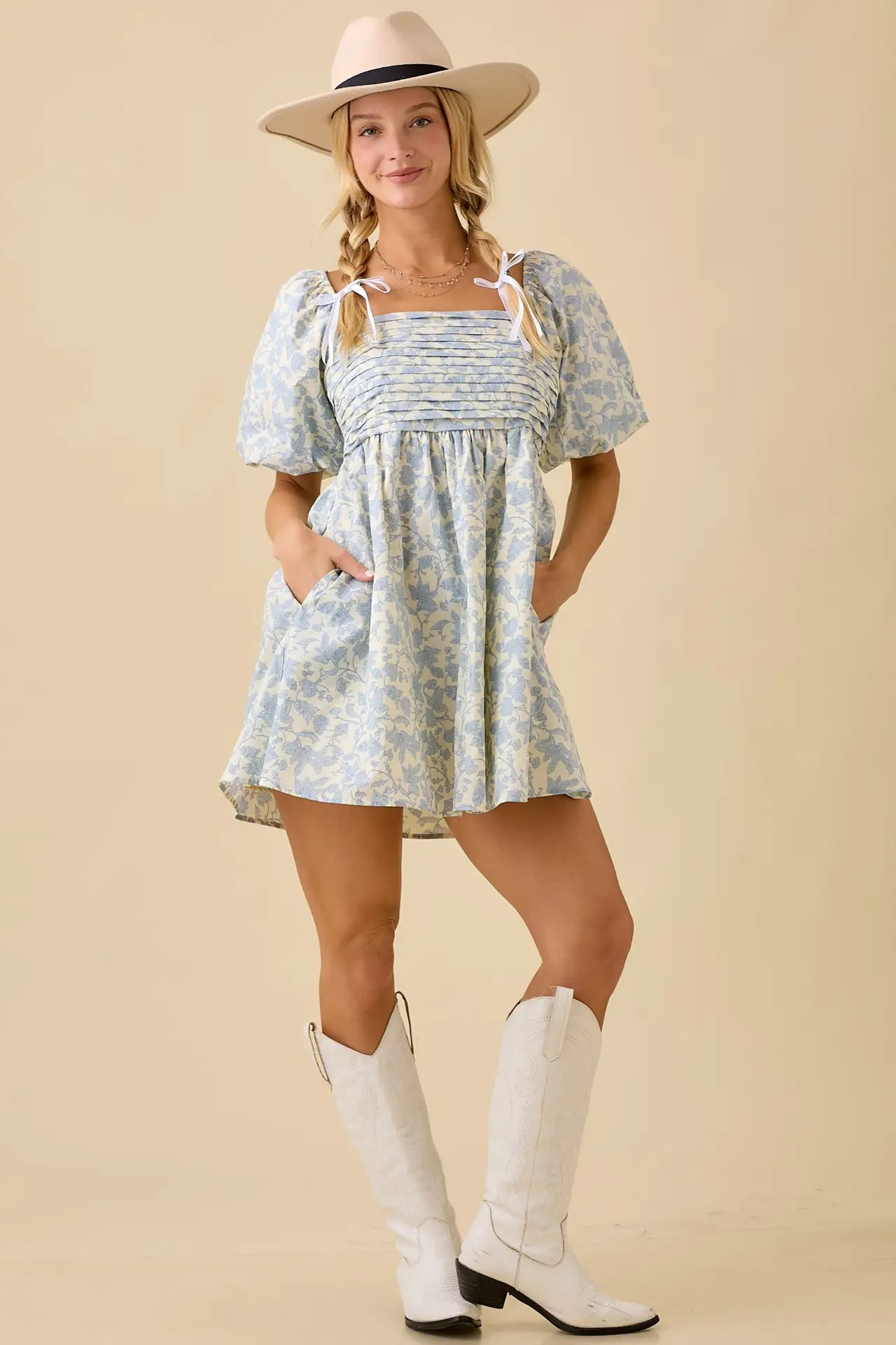 Blue Blossom Baby Doll Dress