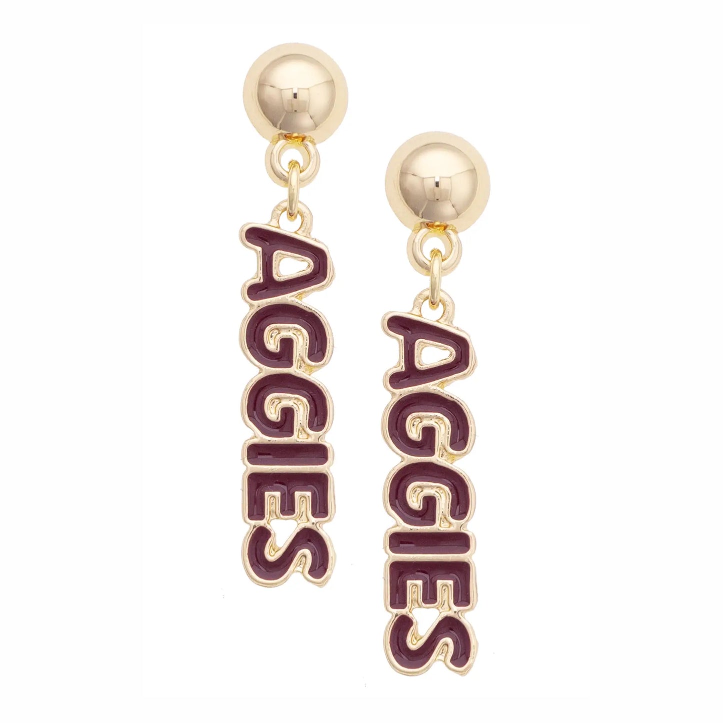 Texas A&M Aggies Puffy Nameplate Earrings