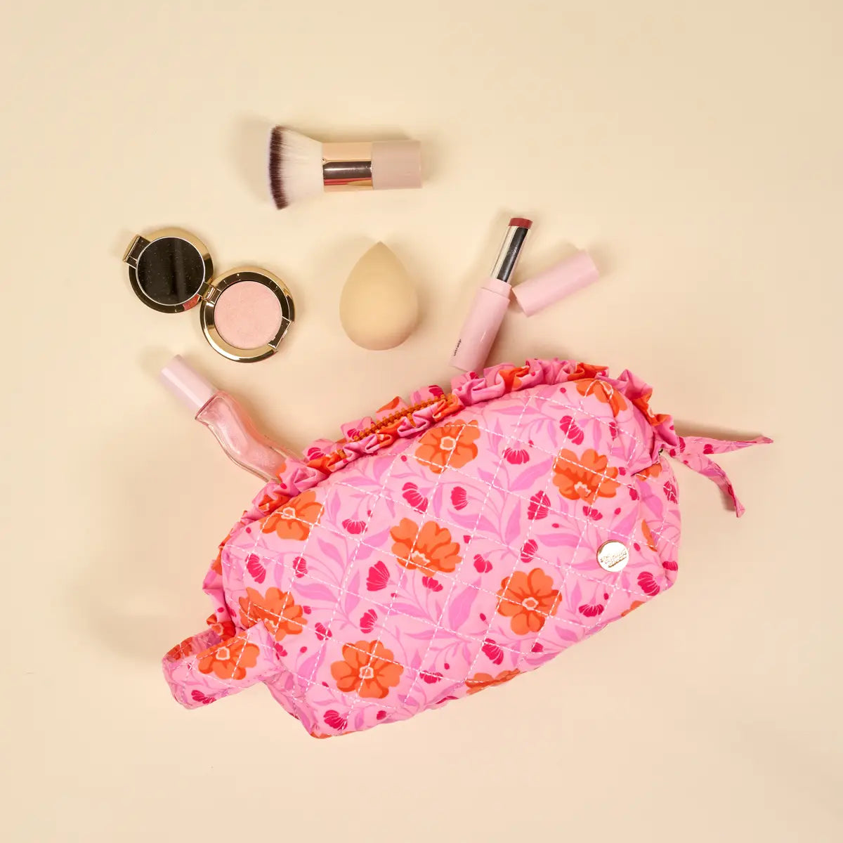 Poppin' Petals Hot Pink Cosmetic Bag