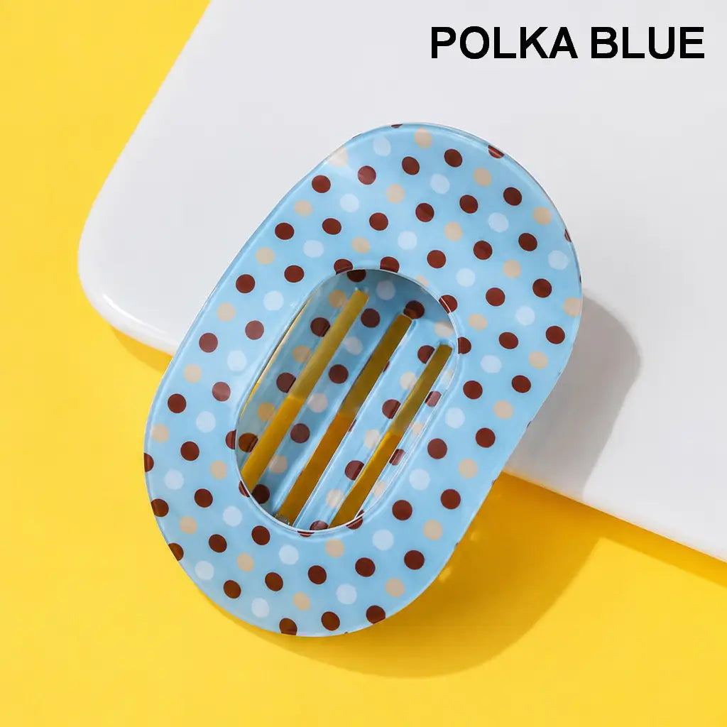 Chocolate Dot and Bluebell Claw Clip