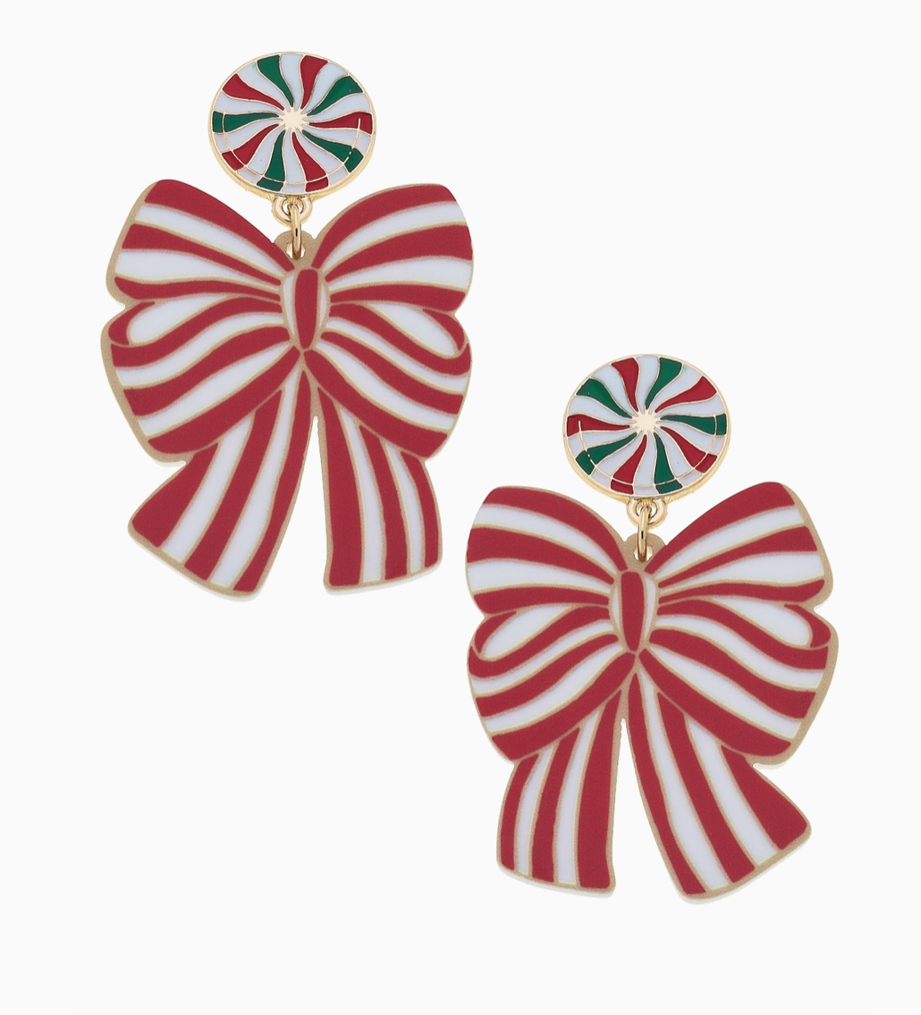 Candy Cane Bow Earrings