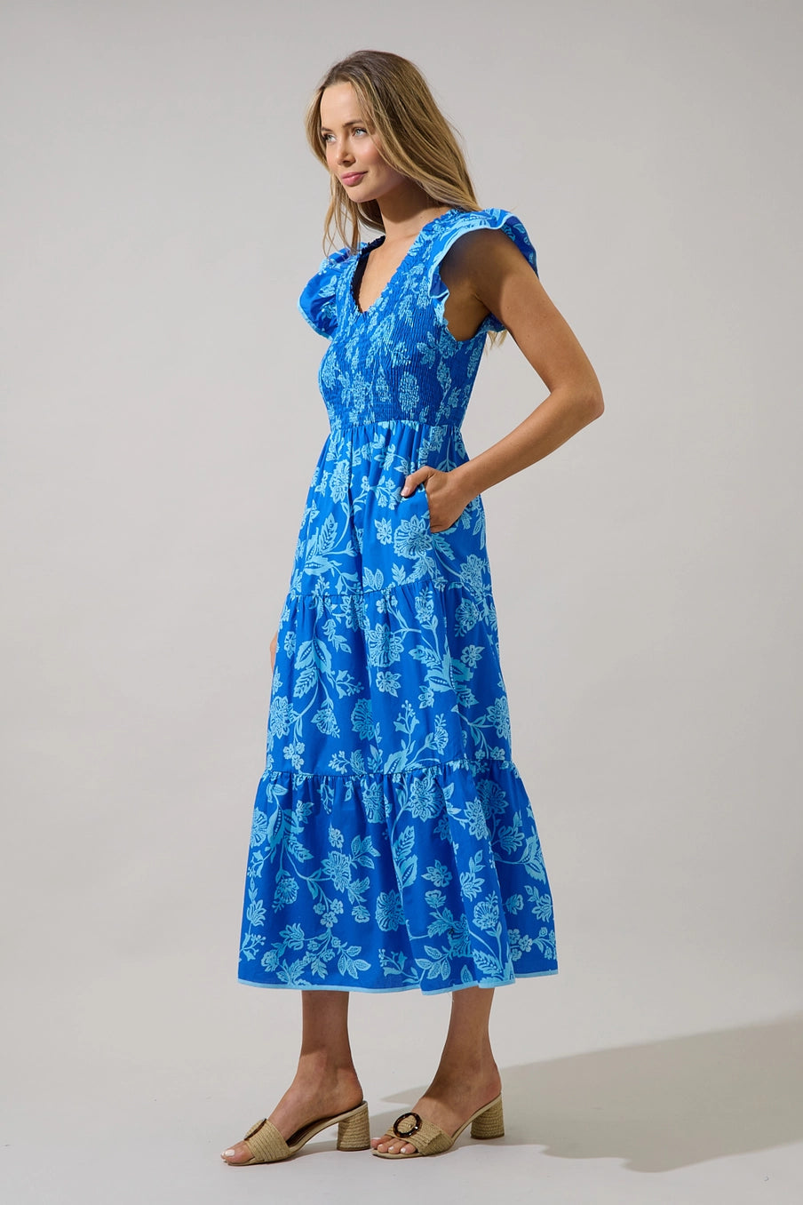 Blooming in Blue Midi Dress