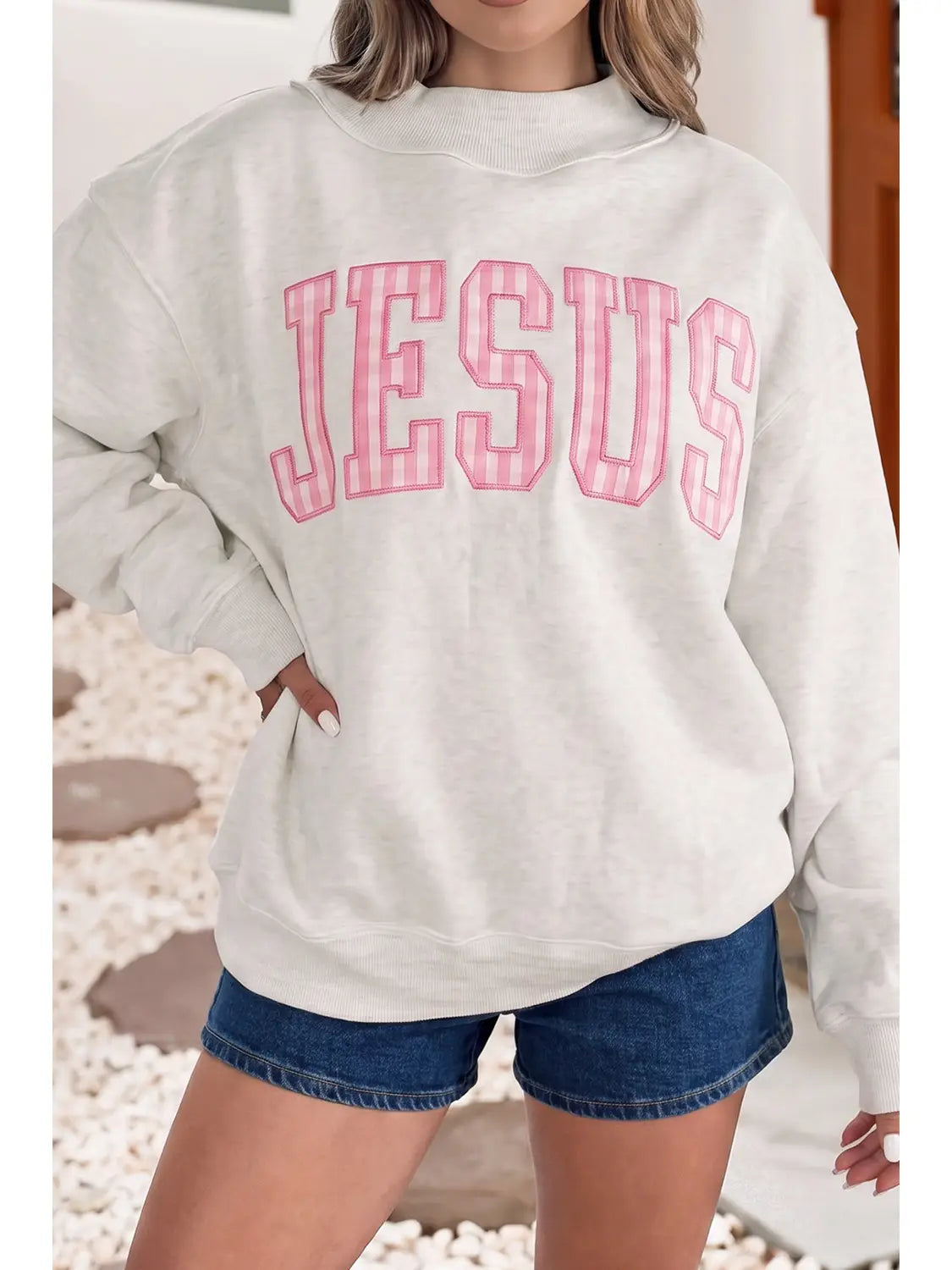 Love Pink and Jesus Mockneck