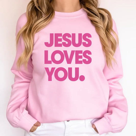Perfectly Pink Jesus Loves You Sweatshirt!