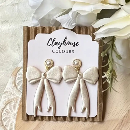 Pearly Shimmer Bow Earrings