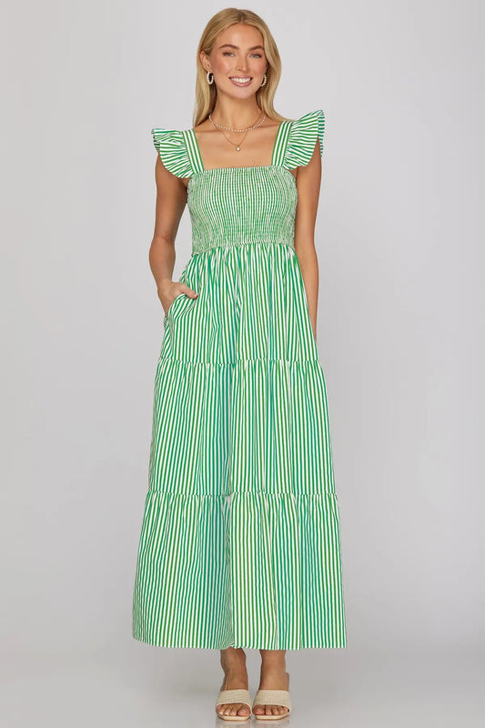 Emerald Edge Maxi Dress