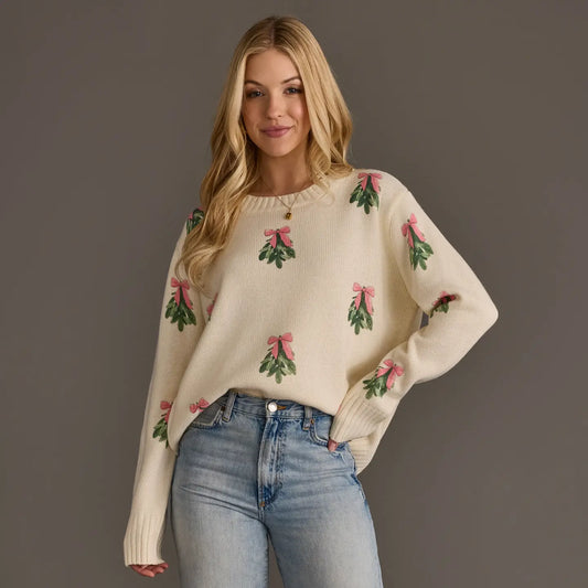 Pink Bows and Mistletoes Sweater