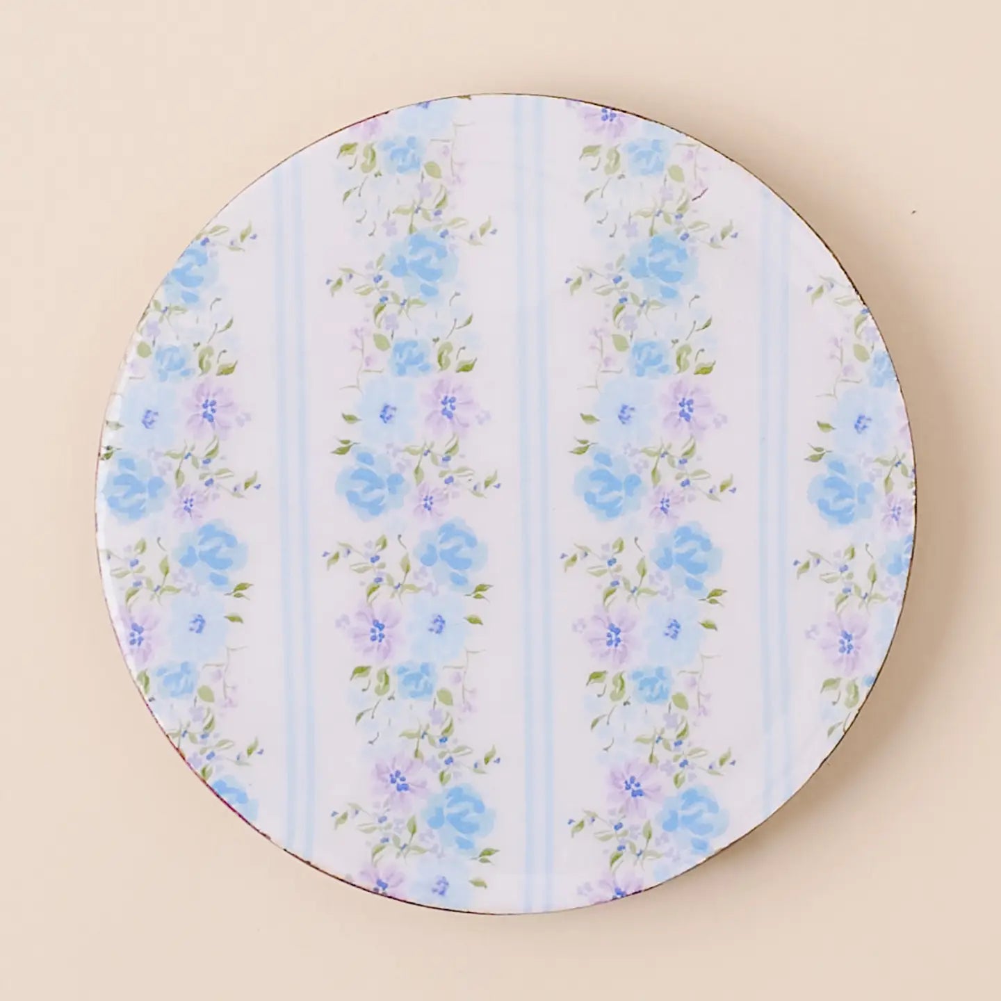 Petal Parade Blue Wood Coaster