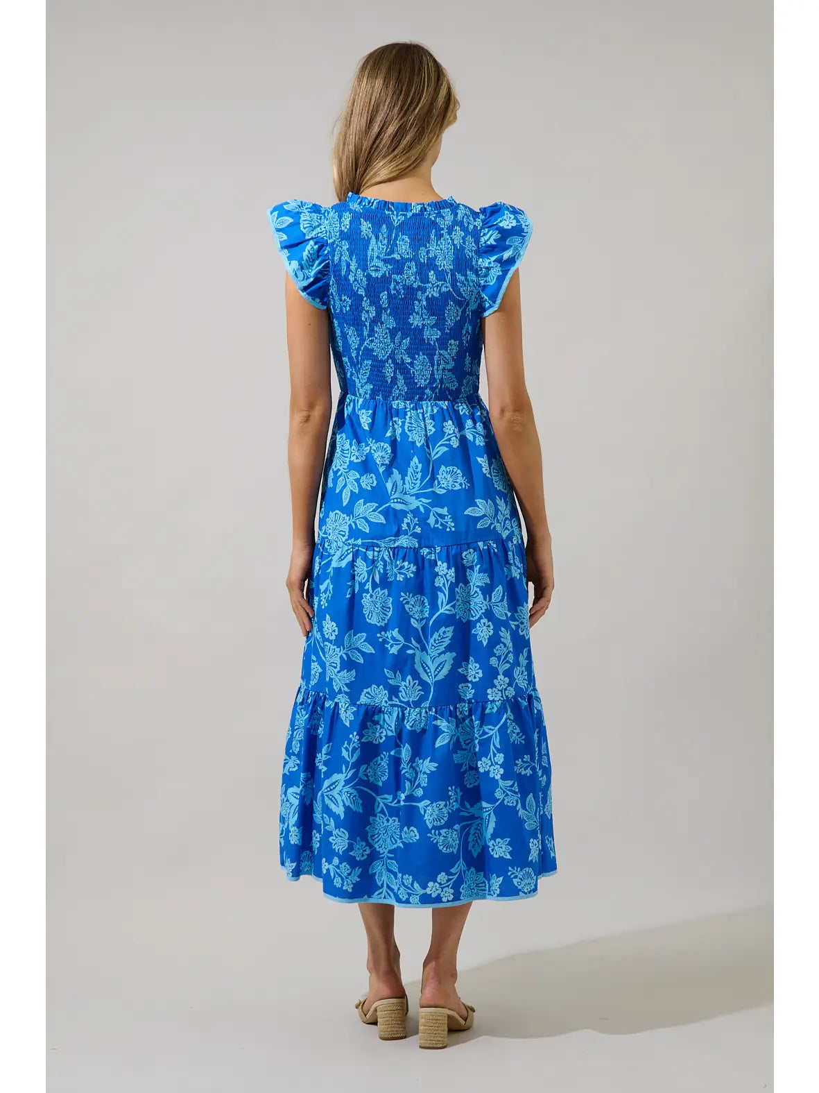 Blooming in Blue Midi Dress