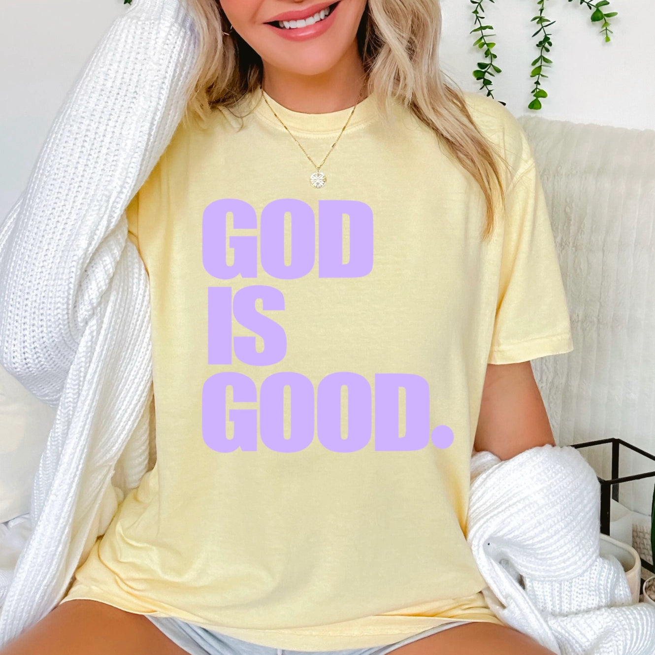 Lavender and Butter God is Good Tee