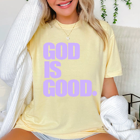 Lavender and Butter God is Good Tee