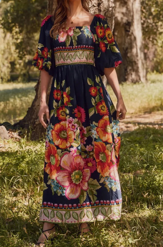 Navy Floral Maxi Dress