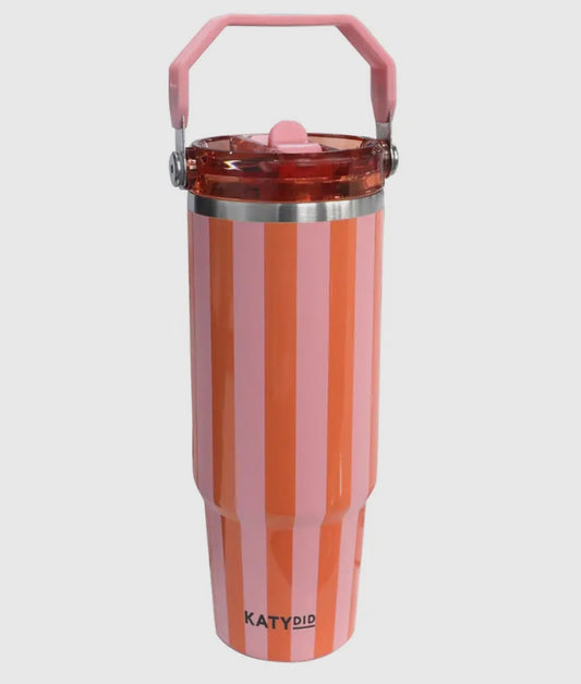 Pink and Orange Striped Tumbler