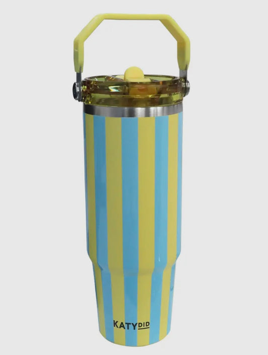 Blue and Yellow Striped Tumbler