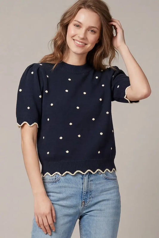 Dots After Dark Knit Top