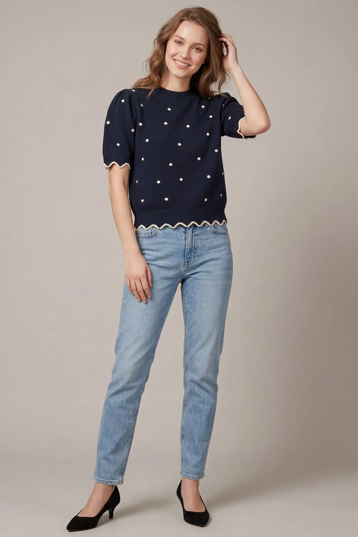 Dots After Dark Knit Top