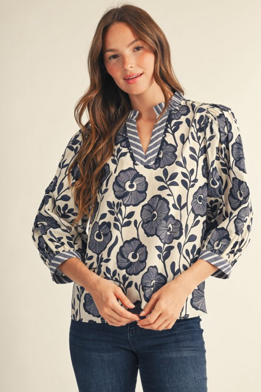 Blue Bouquet Blouse