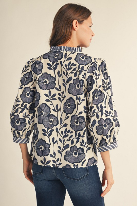 Blue Bouquet Blouse