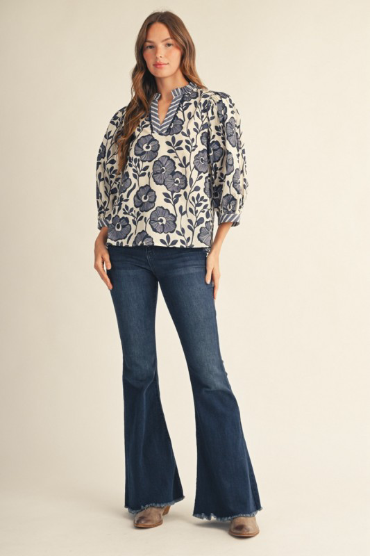 Blue Bouquet Blouse