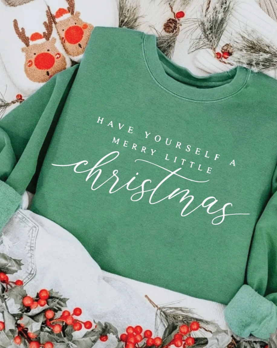 Green Merry Little Christmas Sweatshirt