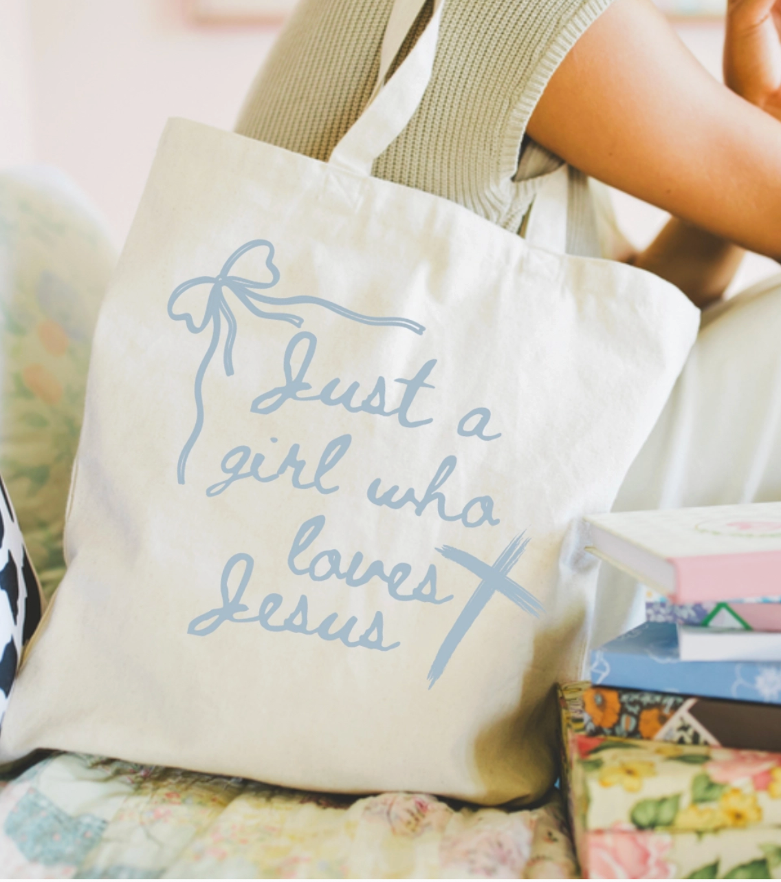 Just a Girl Who Loves Jesus Tote Bag