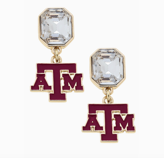 Texas A&M Rhinestone Earrings