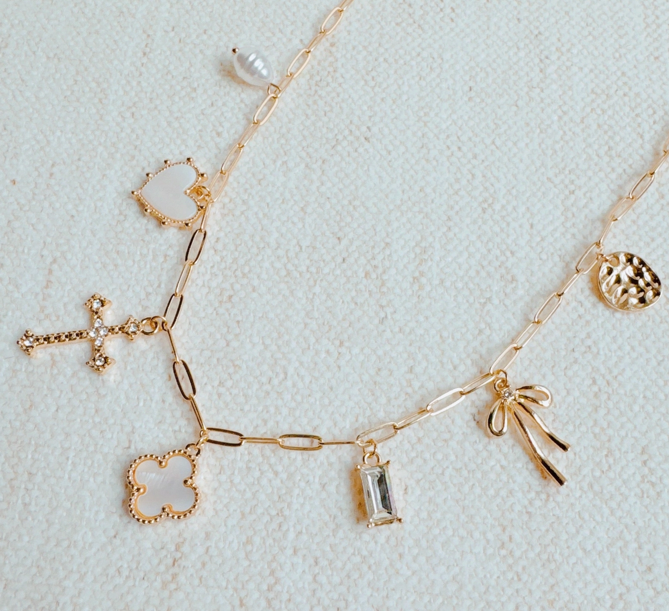 Cross Clover Charm Necklace