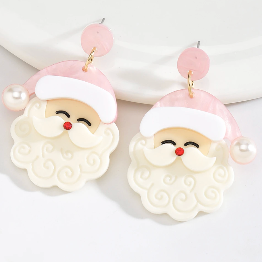 Pink Santa Earrings