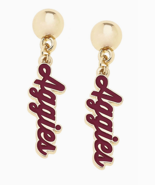 Aggie Script Earrings