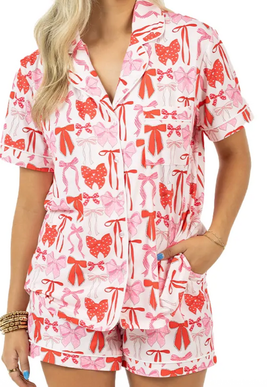 Red and Pink Bow Pjs