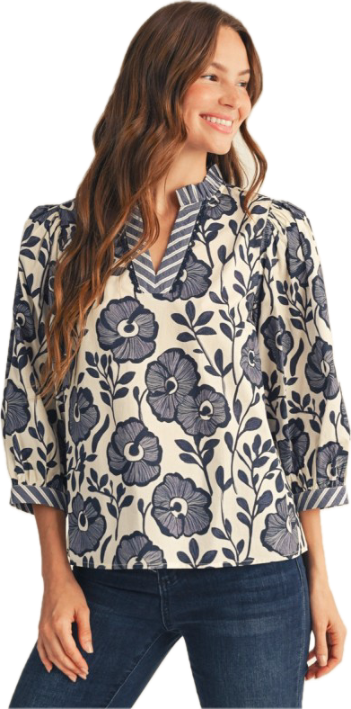 Blue Bouquet Blouse