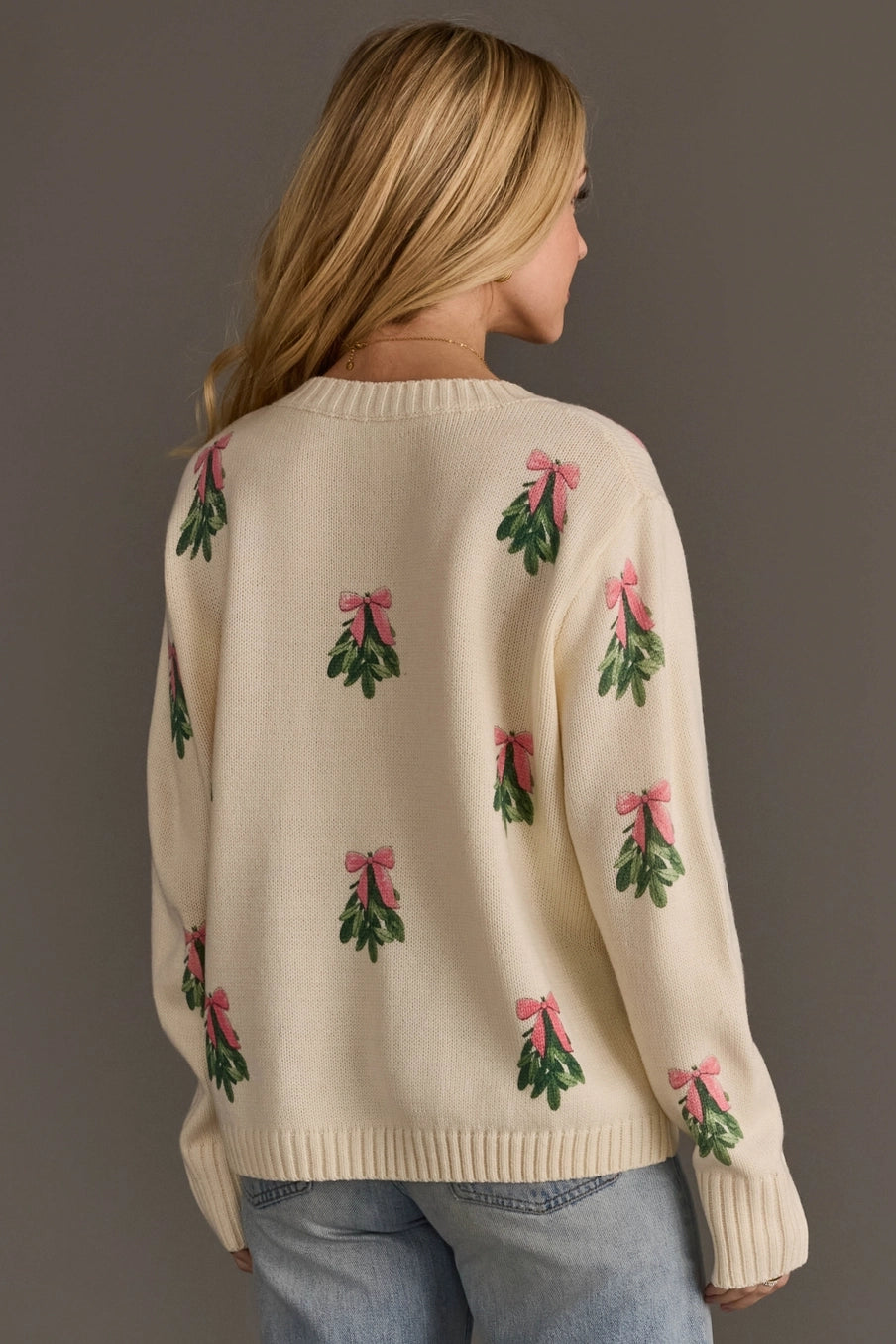 Pink Bows and Mistletoes Sweater