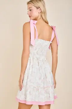 Rosy Ribbons Mini Dress