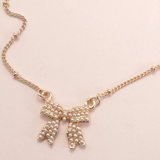 Pearl Bow Necklace