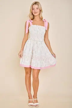 Rosy Ribbons Mini Dress