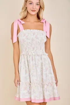 Rosy Ribbons Mini Dress