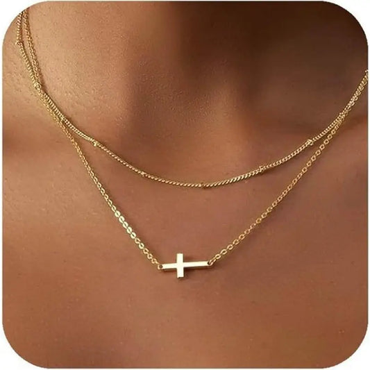 Double Layer Cross Necklace