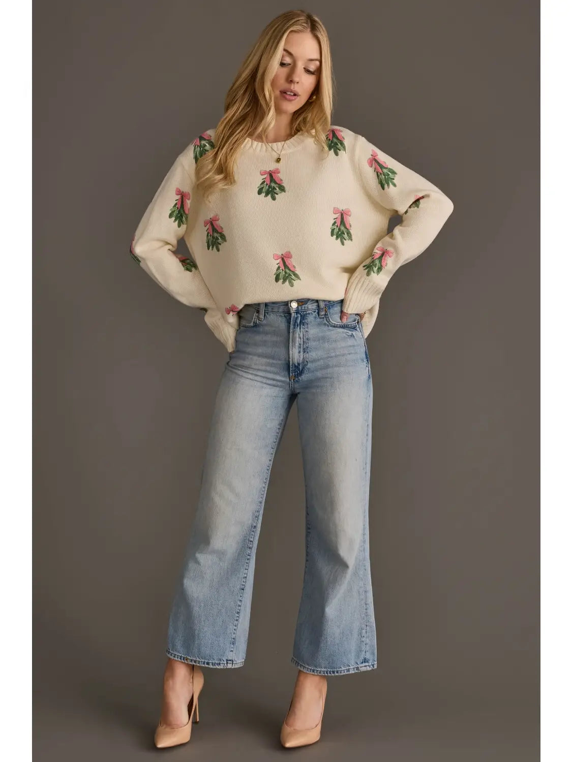 Pink Bows and Mistletoes Sweater