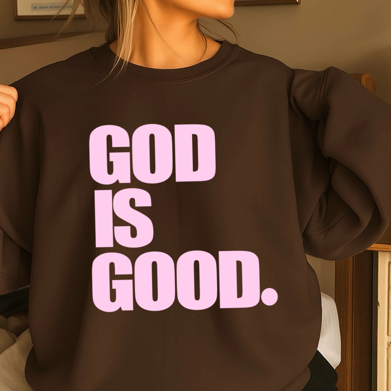 Chocolate & Pink God is Good Sweatshirt
